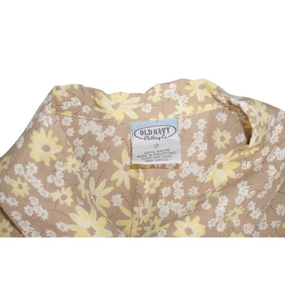 Vintage Y2K Old Navy Button Front Midi Dress – Size 2 – Daisy Floral Rayon - Picture 7 of 16